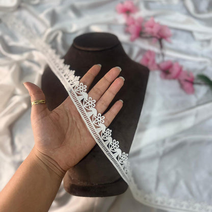 Premium Floral White Cotton Lace