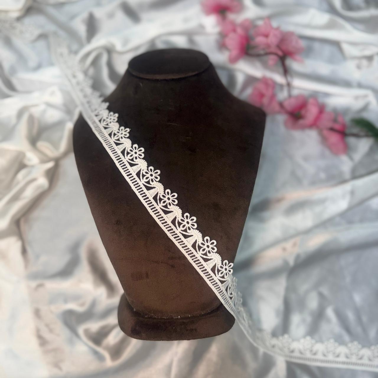 Premium Floral White Cotton Lace