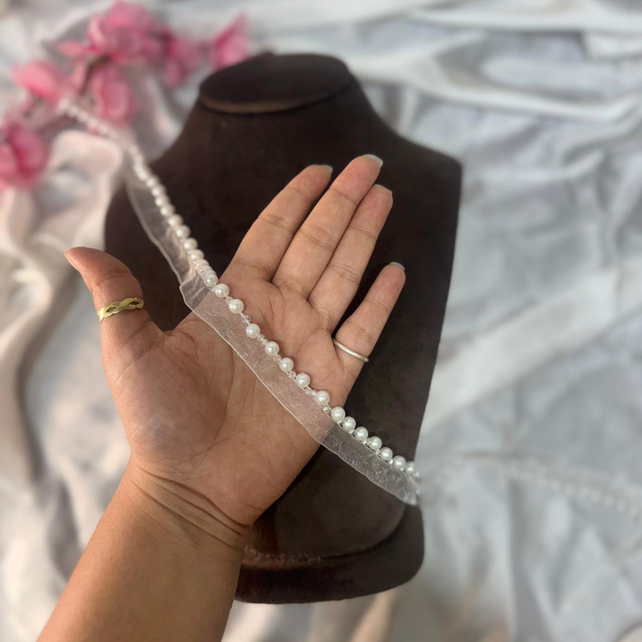 Luxury Pearl Work Sewing Lace Border