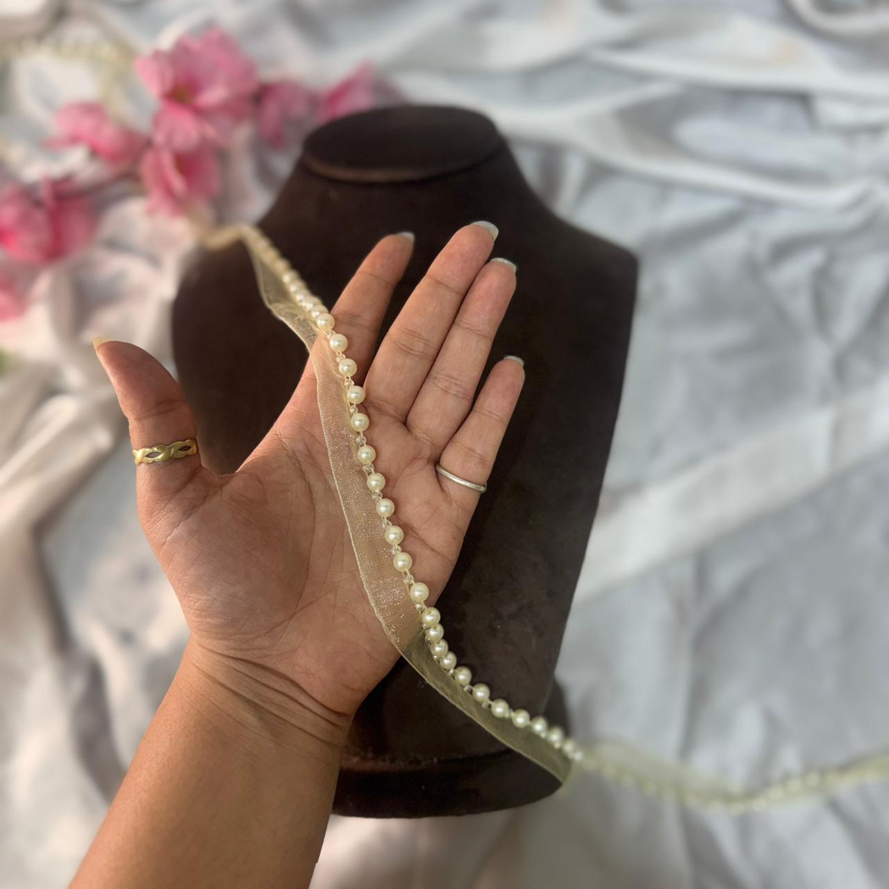 Luxury Pearl Work Sewing Lace Border