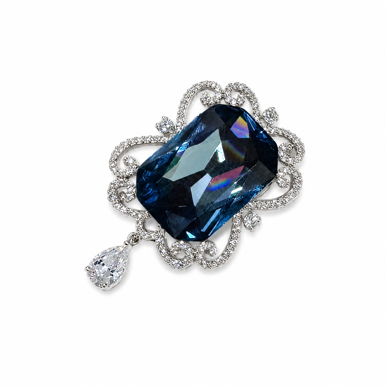 Premium Crystal Embellished Blue Brooch Pin Pack of 1 Piece
