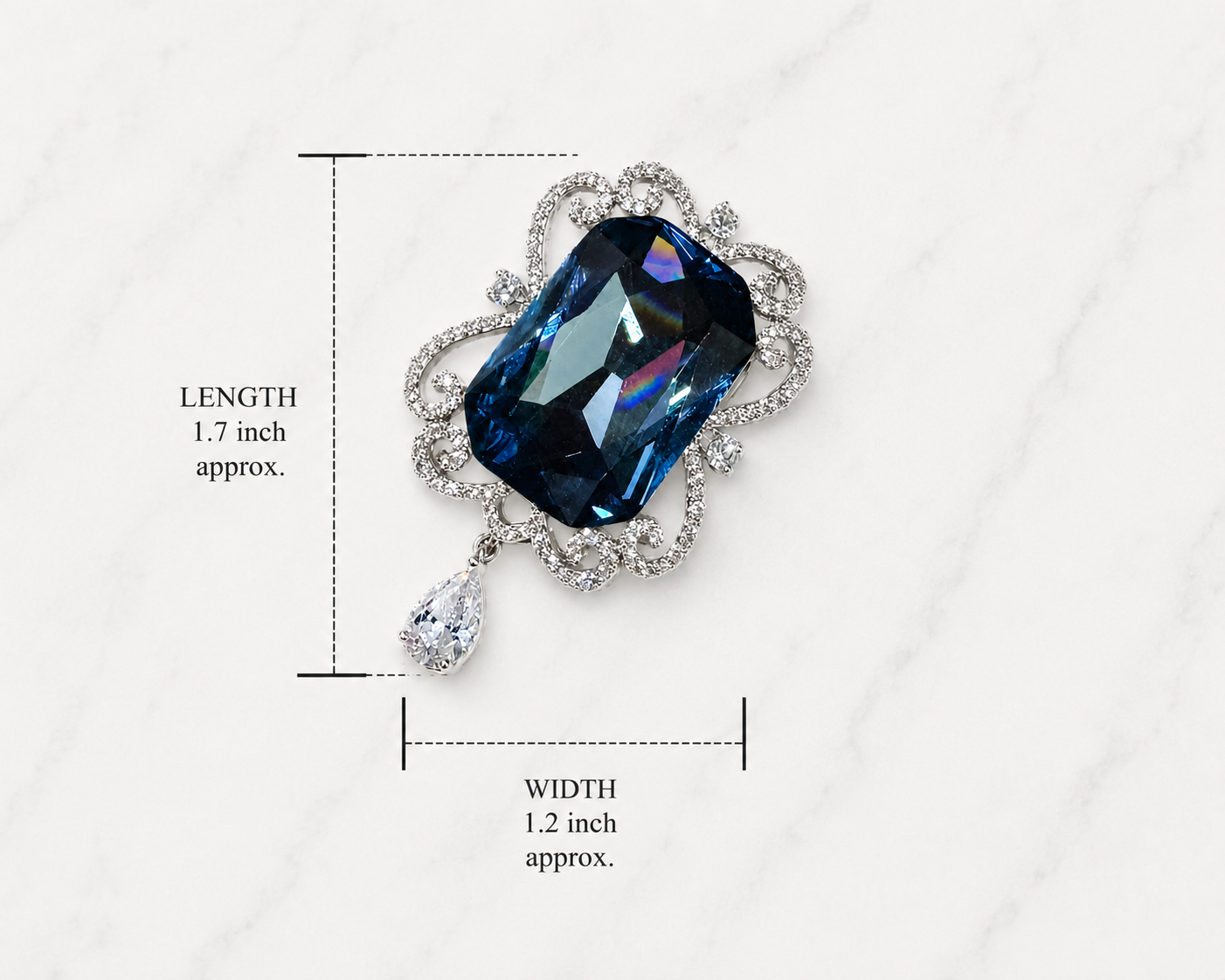 Premium Crystal Embellished Blue Brooch Pin Pack of 1 Piece