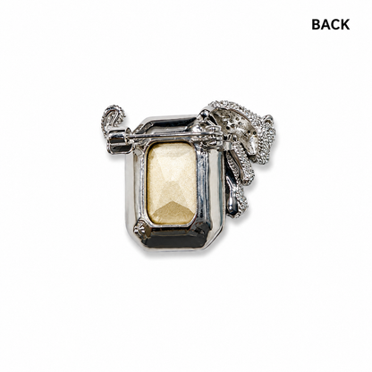 Panther Design Diamond Brooch with Rectangular Blue Gemstone
