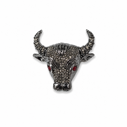 Luxury Black Bull Head Design Brooch