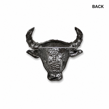 Luxury Black Bull Rhinestone Statement Brooch