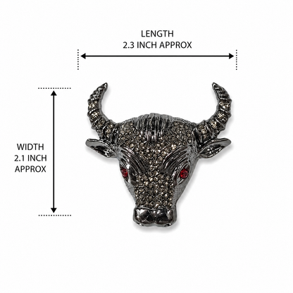Luxury Black Bull Rhinestone Statement Brooch