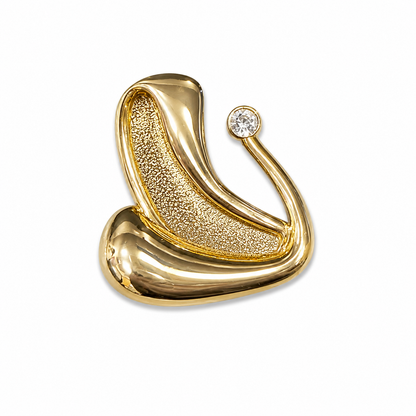 Abstract Gold Crystal Accent Brooch Pin