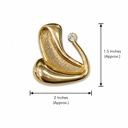 Abstract Gold Crystal Accent Brooch Pin