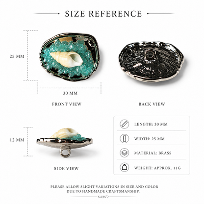 Pack of 3 Pieces Coastal Seashell Embellished Buttons