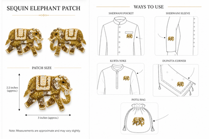 Indian Ethnic Elephant Embroidery Patch 2 Pieces