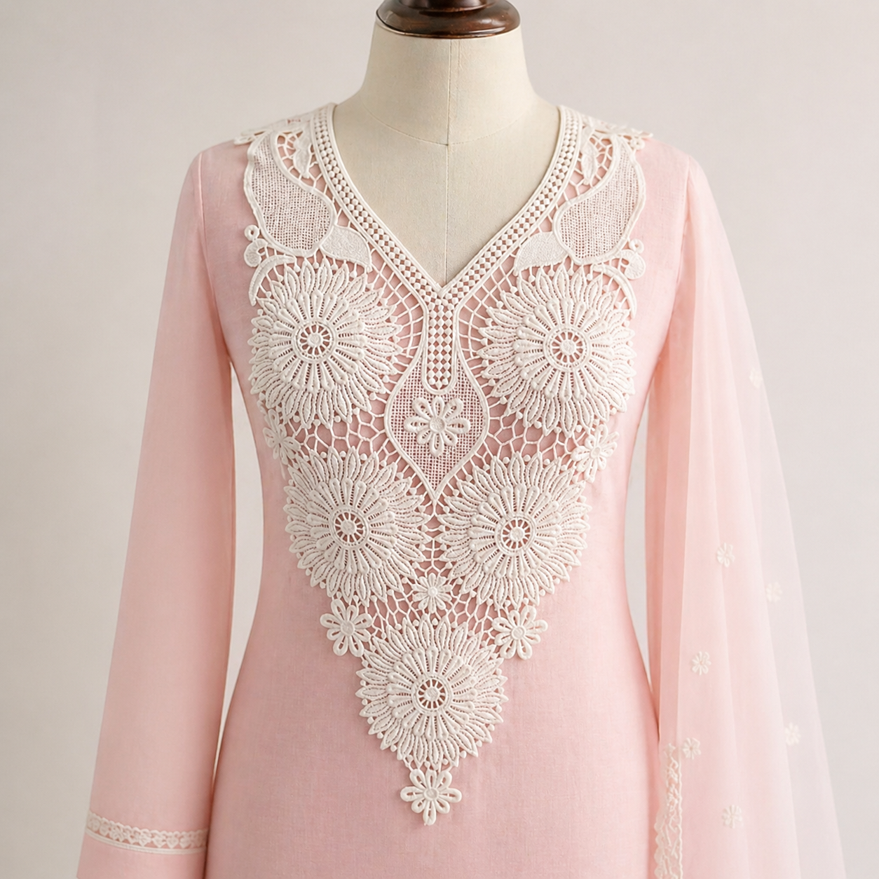Off White Dyeable Neckline Patch Design-11