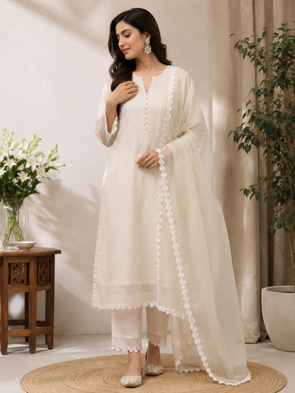 Classic White Embroidered Lace Border