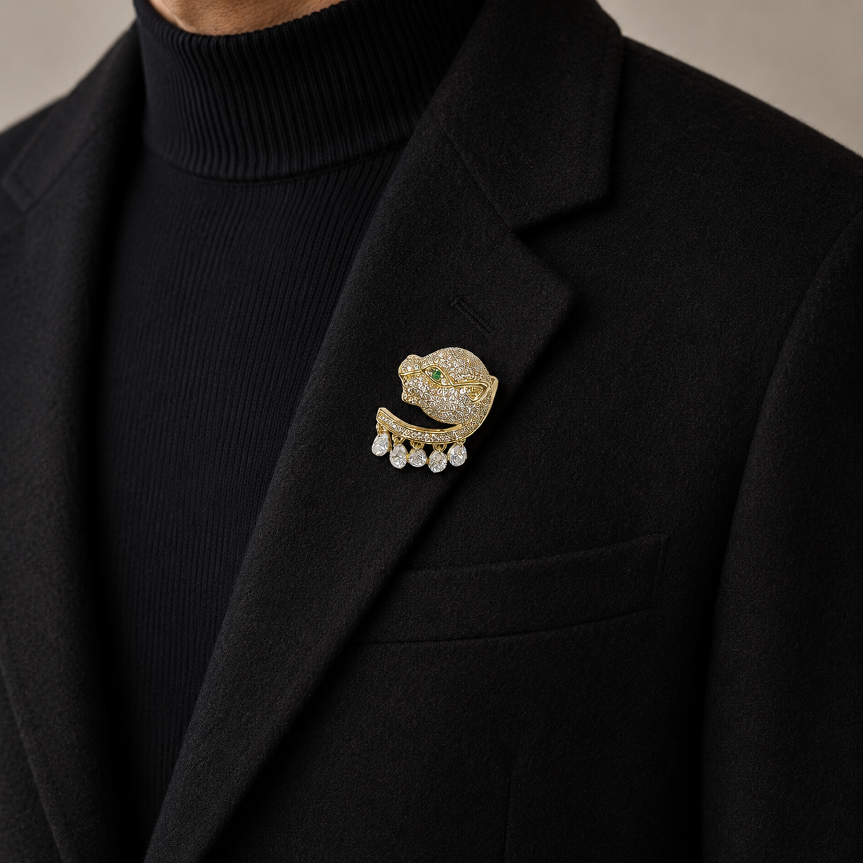 Gold Panther Crystal Brooch Pin Pack of 1 Piece