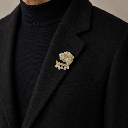 Gold Panther Crystal Brooch Pin Pack of 1 Piece