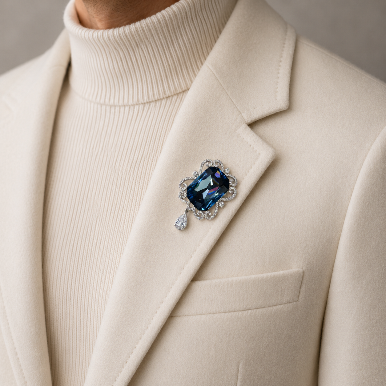Premium Crystal Embellished Blue Brooch Pin Pack of 1 Piece