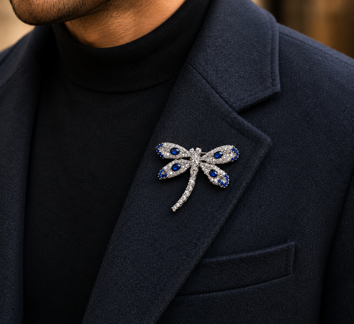 Blue Stone Dragonfly Fashion Brooch