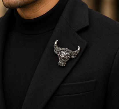 Premium metal bull head design with rhinestone detailing
