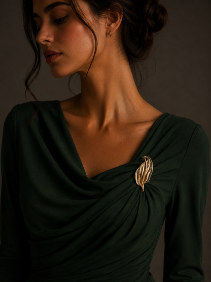 Abstract Calla Lily Gold Metal Brooch Pin