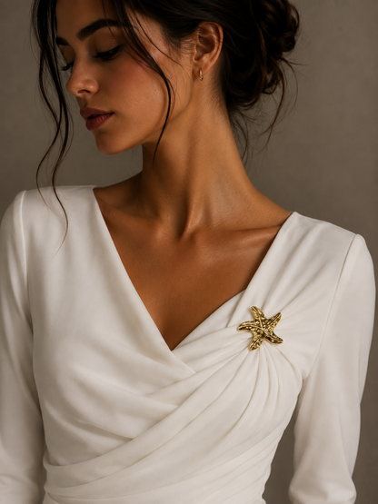 Gold Starfish Brooch Pin
