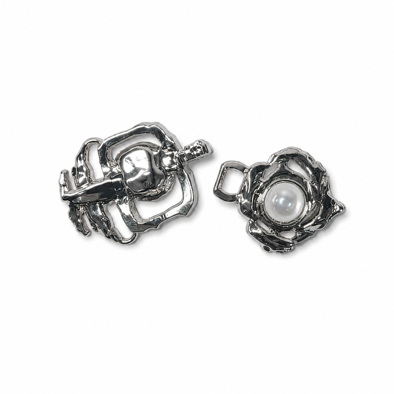 Trending Ranveer Singh Silver 2 Part Frog Button/Buckle 3 Pieces