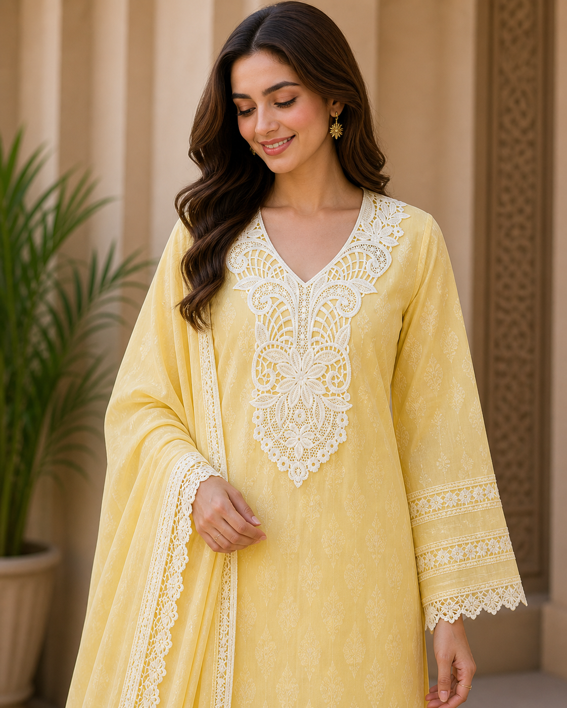 Elegant Cotton Neckline Patch