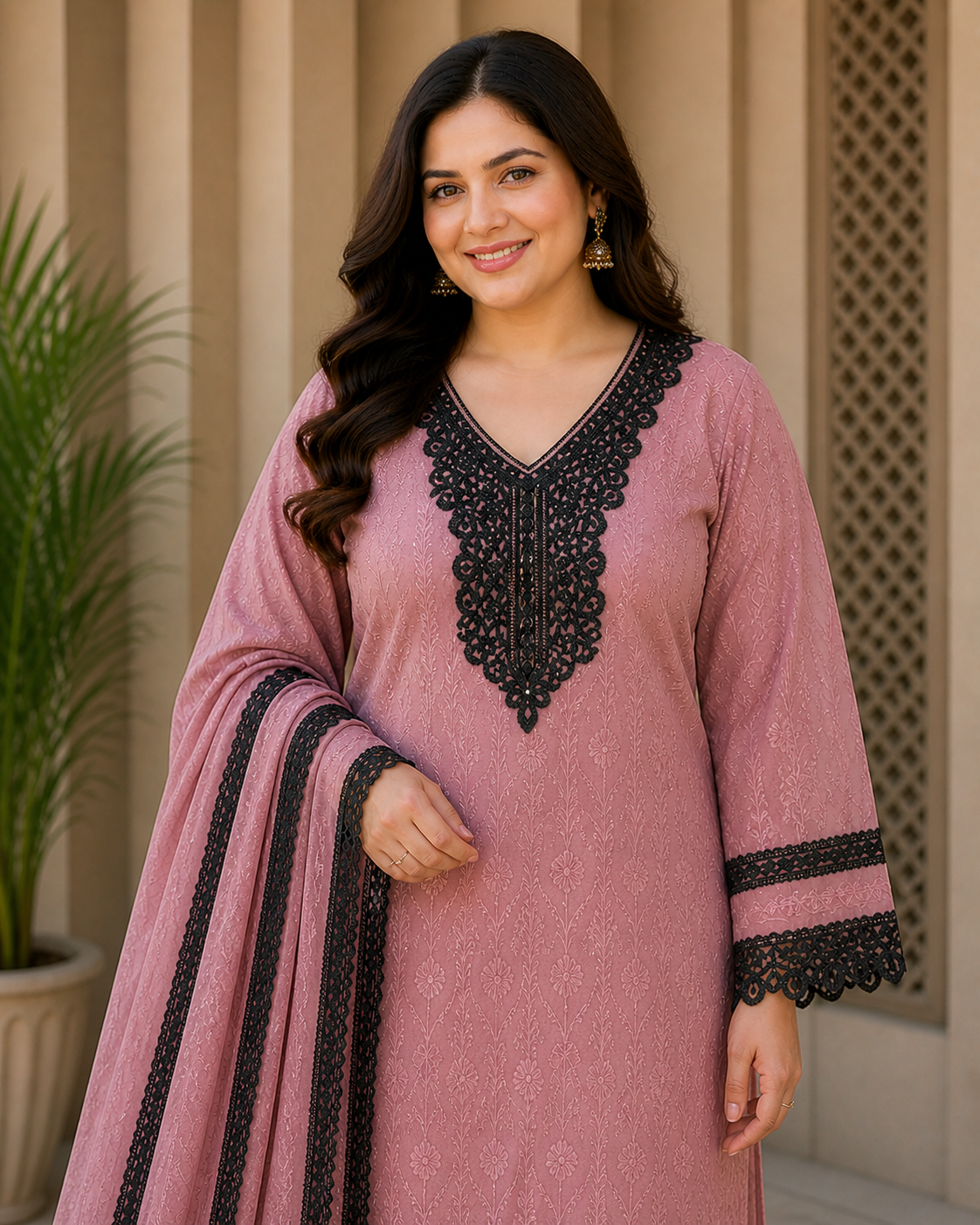 Black color Cotton Neckline Patch