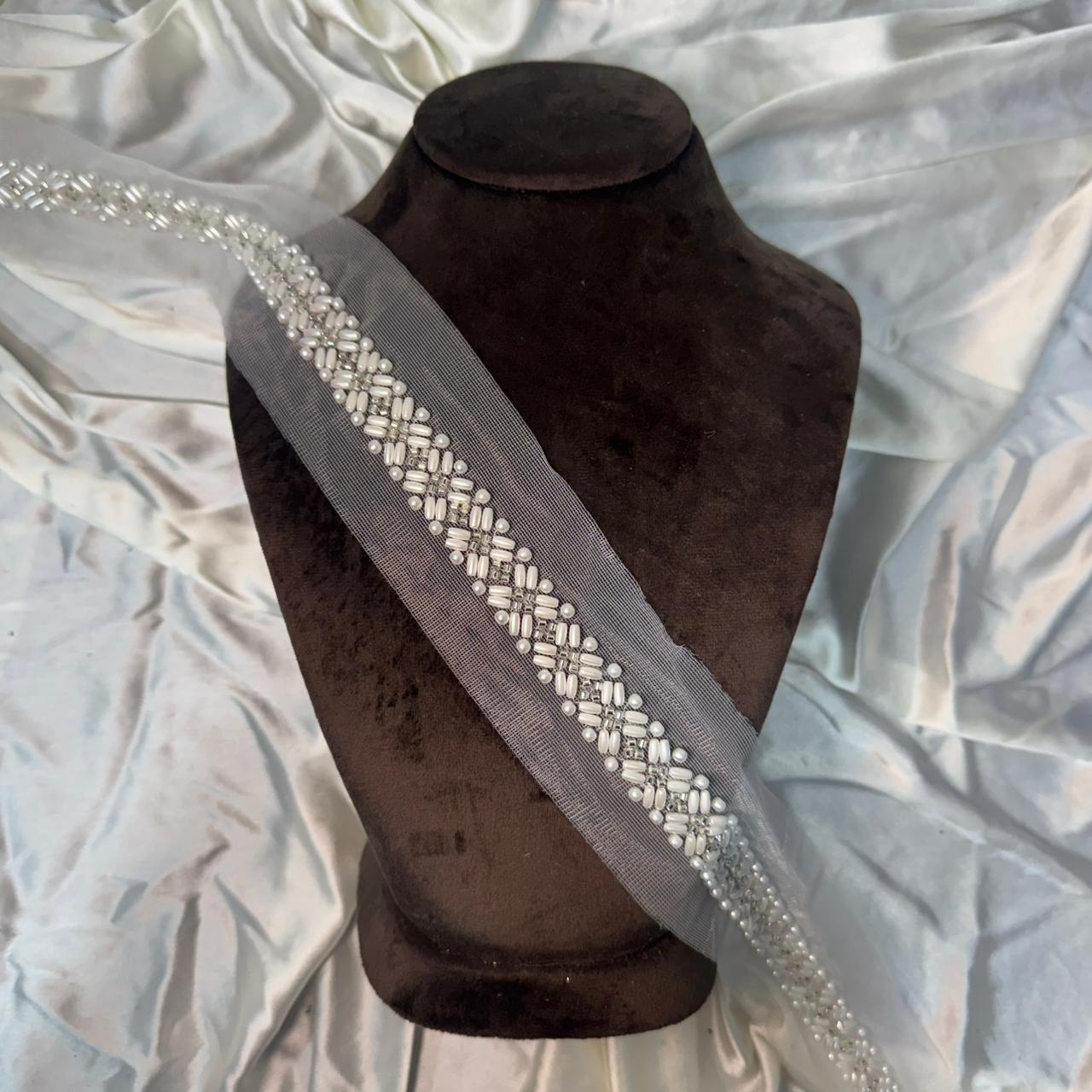 Elegant white lace with premium stonework Lace Border