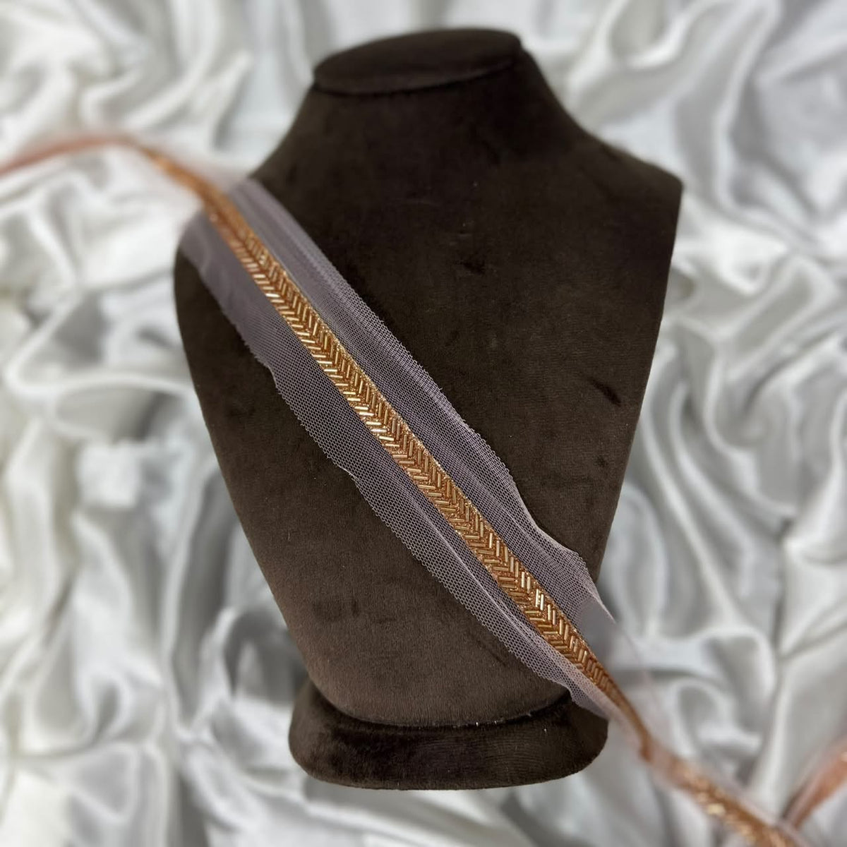 Premium Golden Beaded Embroidery Lace Border