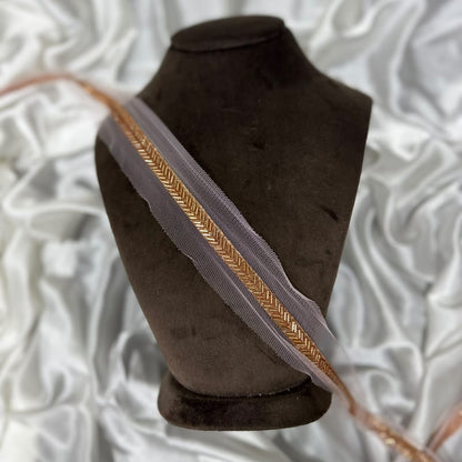 Premium Golden Beaded Embroidery Lace Border