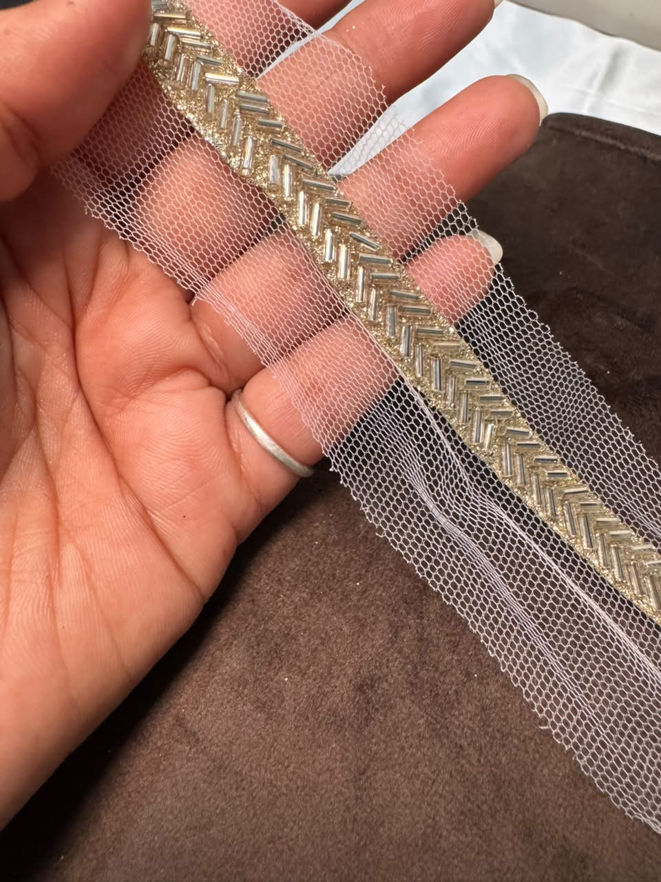 Premium Golden Beaded Embroidery Lace Border