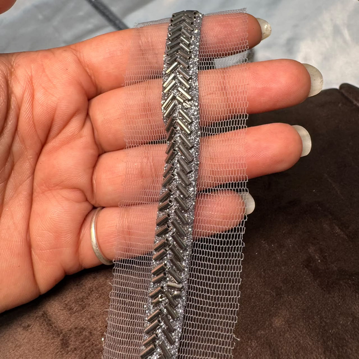 Premium Golden Beaded Embroidery Lace Border
