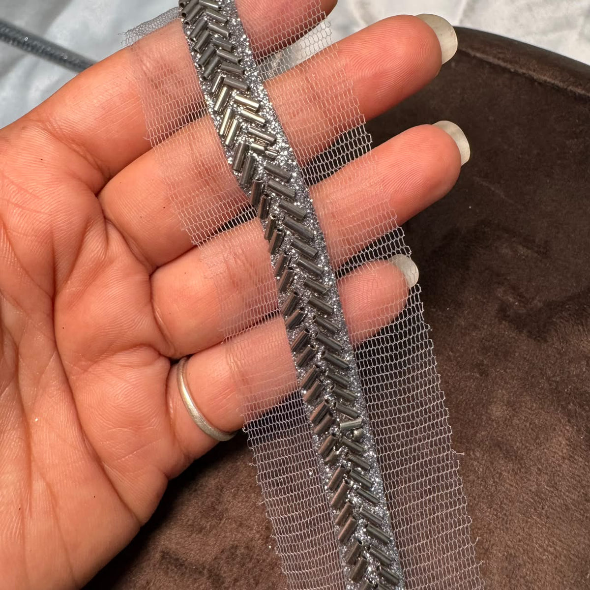 Premium Golden Beaded Embroidery Lace Border