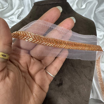 Premium Golden Beaded Embroidery Lace Border
