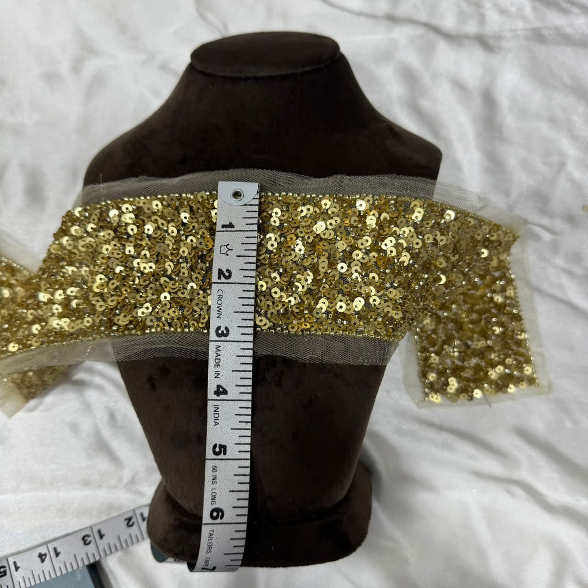 Golden Sequin Heavy Embroidery lace Border
