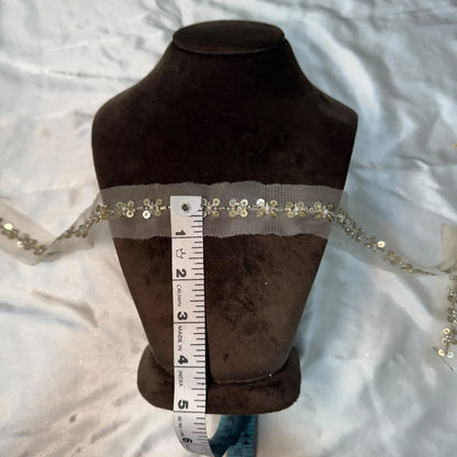 Elegant Gold Sequin & Pearl Beaded Floral Embroidery Border Lace