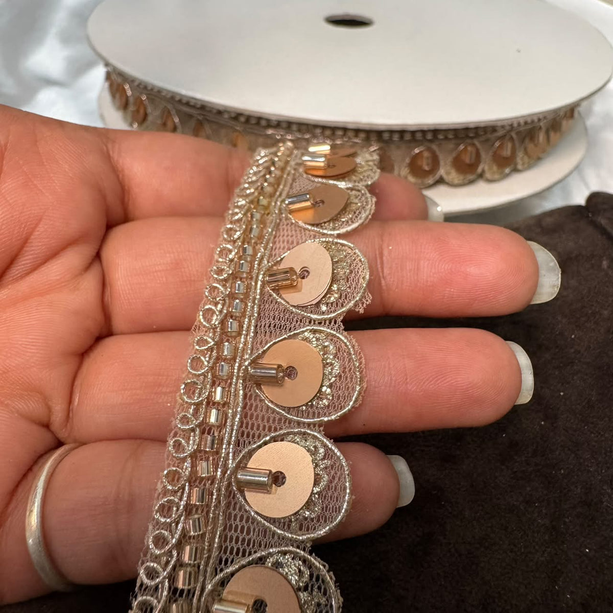 Elegant Golden Floral Decorative Lace