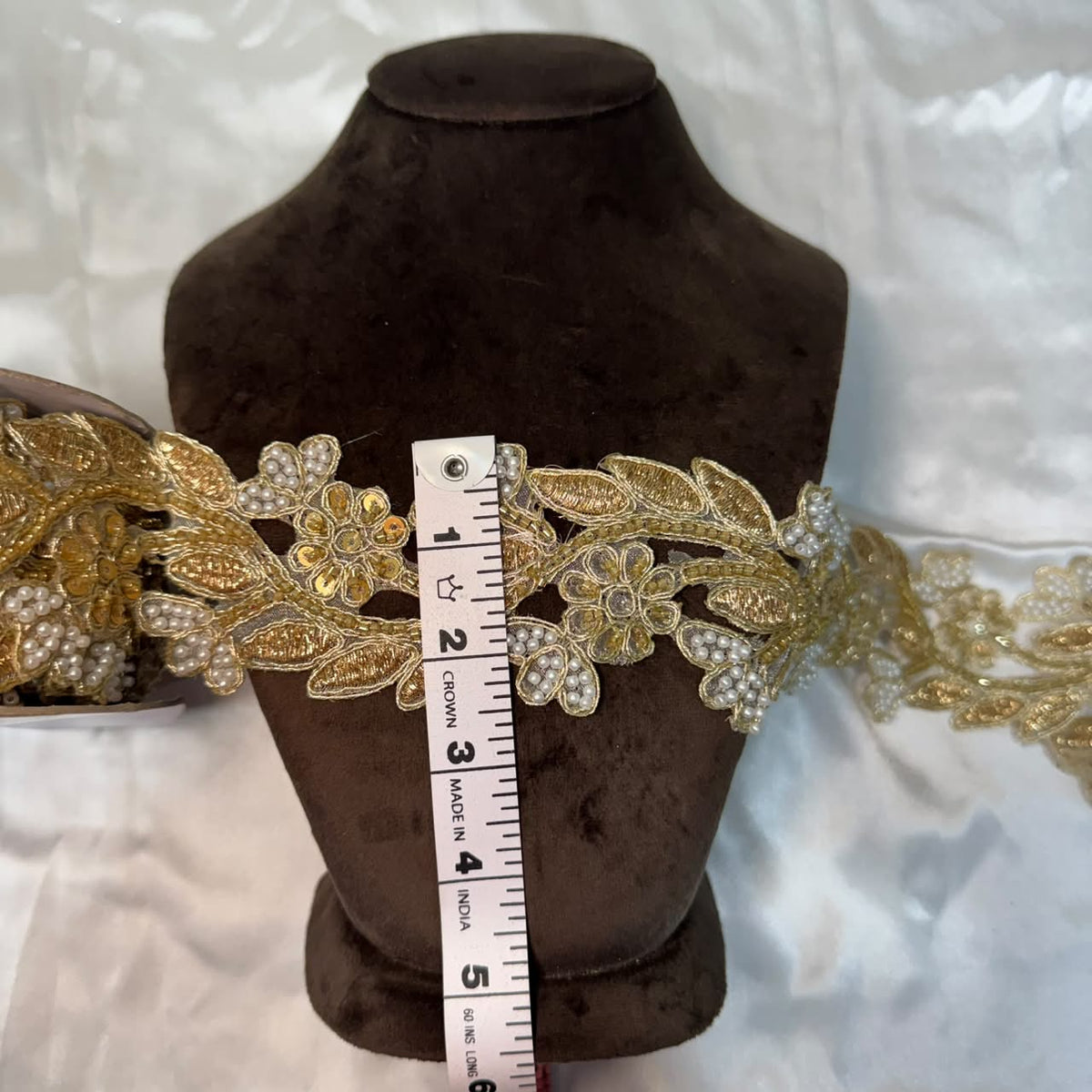Floral Pearl Beaded Embroidery Lace Applique