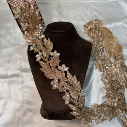 Floral Pearl Beaded Embroidery Lace Applique
