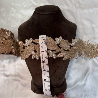 Floral Pearl Beaded Embroidery Lace Applique
