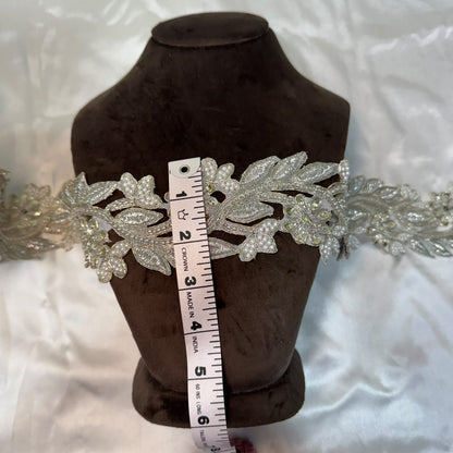Floral Pearl Beaded Embroidery Lace Applique