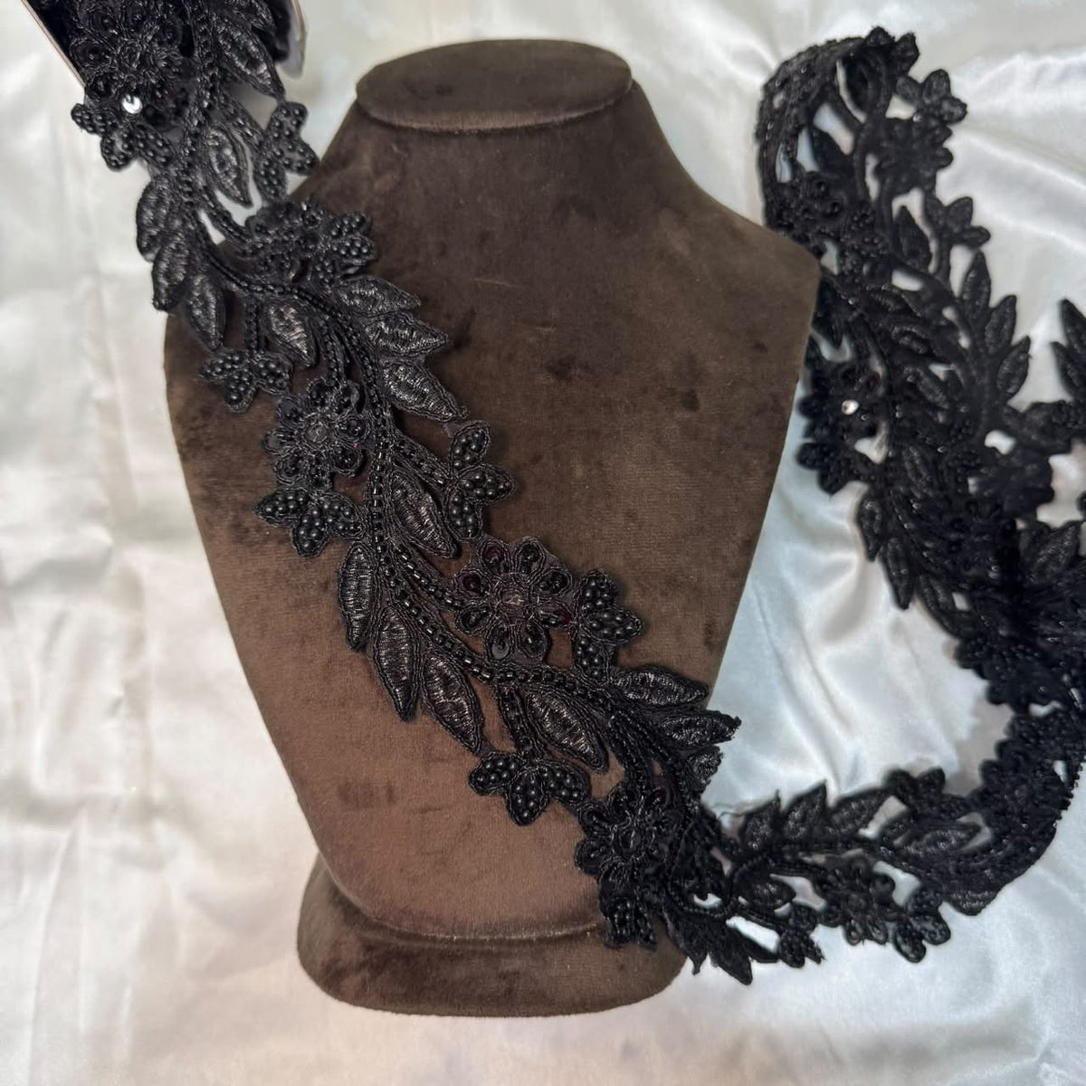 Floral Pearl Beaded Embroidery Lace Applique