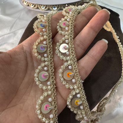 Pearl & Sequin Embellished Decorative Lace