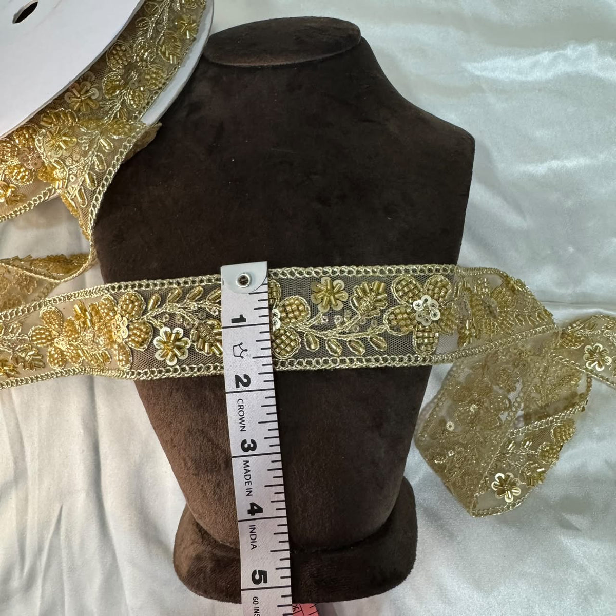 Premium Golden Bead Work Decorative Lace