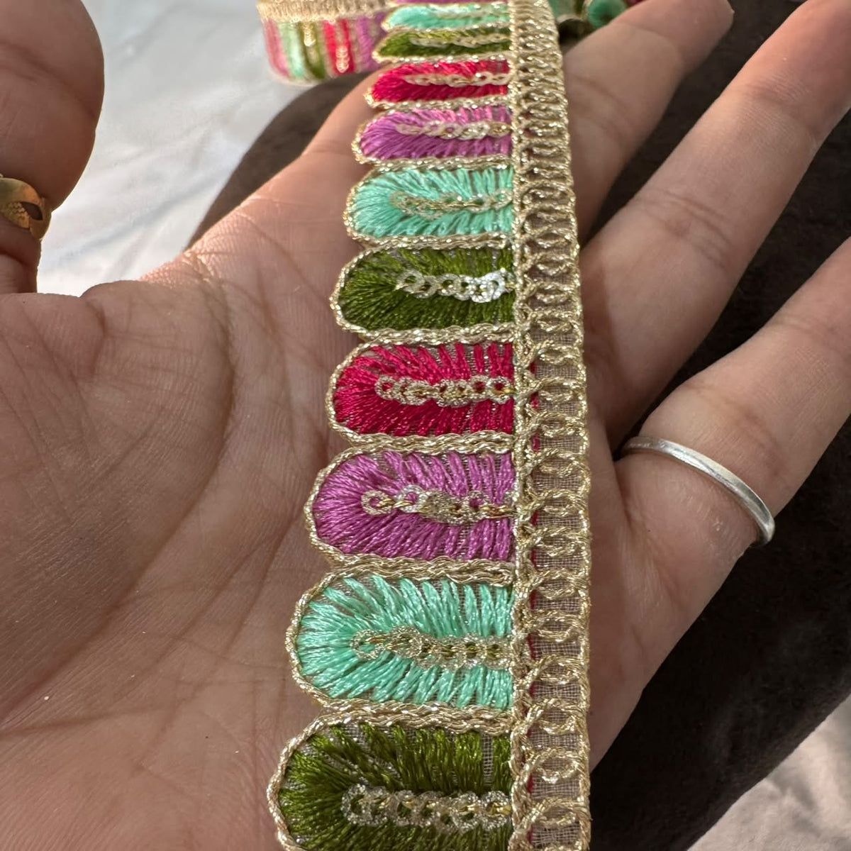 Multicolor Embroidered Scallop Lace Border