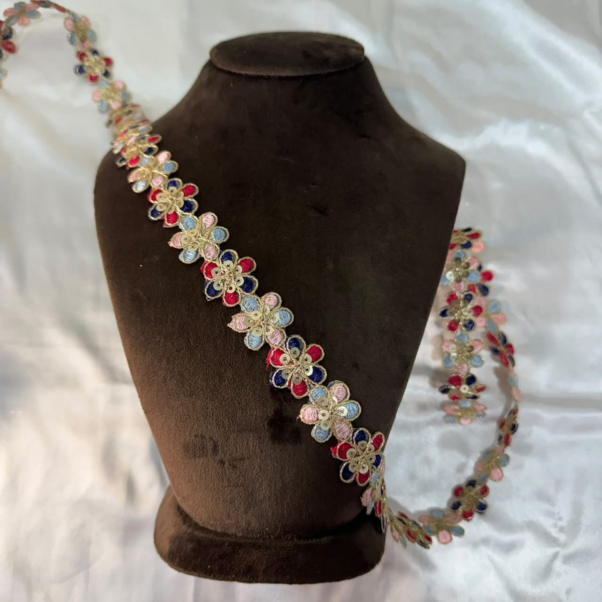 Designer Multicolor Floral Lace Border