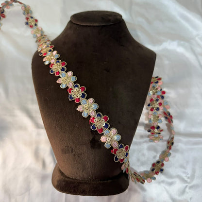 Designer Multicolor Floral Lace Border