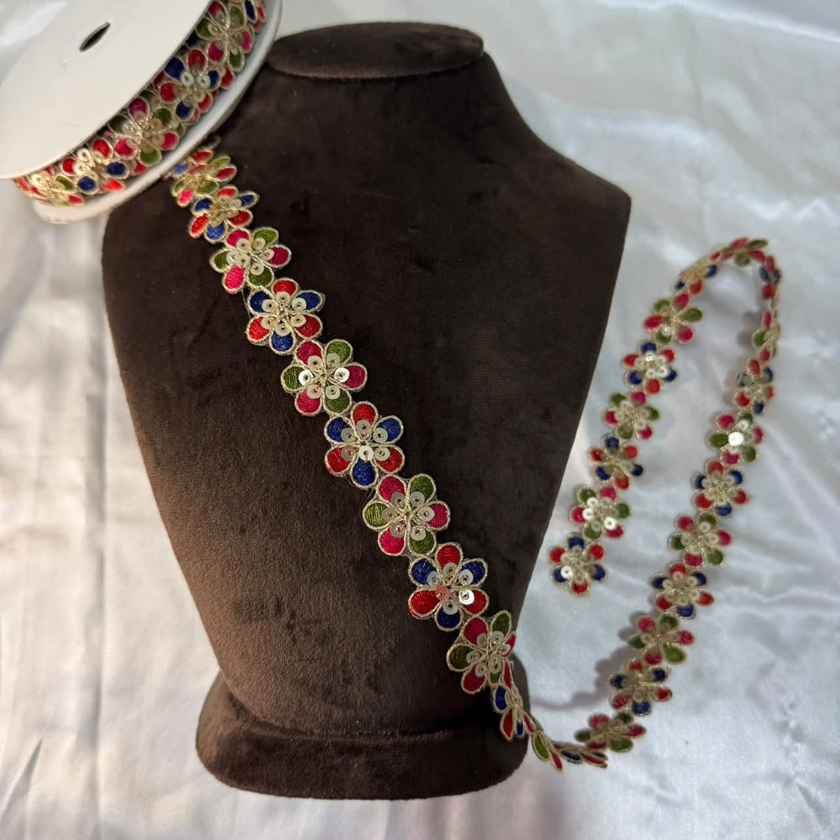 Designer Multicolor Floral Lace Border