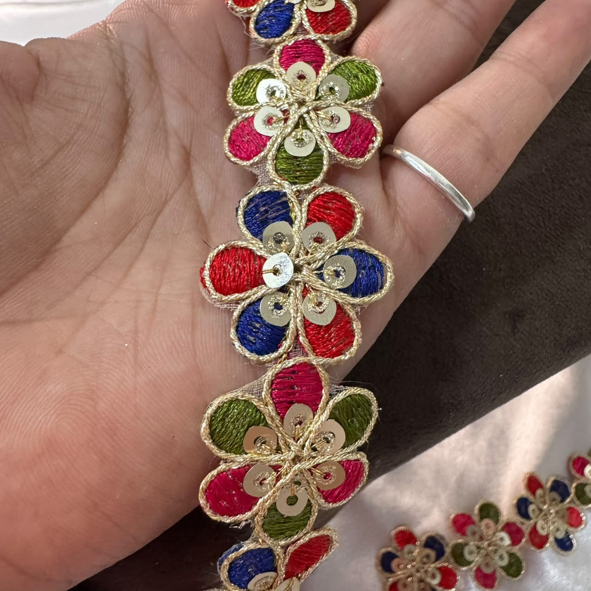 Designer Multicolor Floral Lace Border