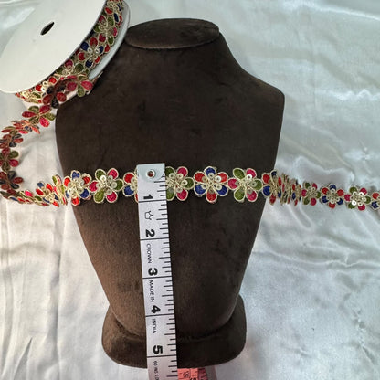 Designer Multicolor Floral Lace Border
