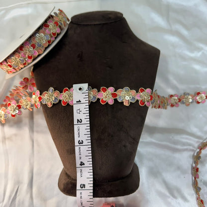 Designer Multicolor Floral Lace Border